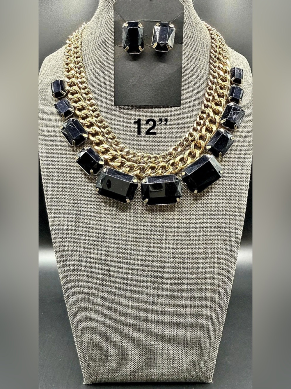 Black & Gold Statement Necklace Set